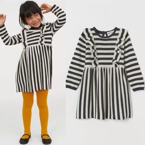 H&M Black and Grey Striped Knit Sweater Dress Size 8-10